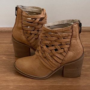 Free People Braided Woven Leather Ankle Boots